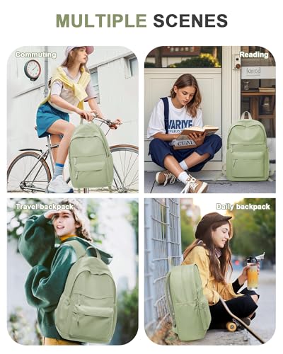 VECAVE School Backpack Green College High School Bags backpack for Boys Girls Teens Waterproof Bookbag Casual Lightweight Travel Rucksack Daypack Backpacks for Men Women - color: A2-green