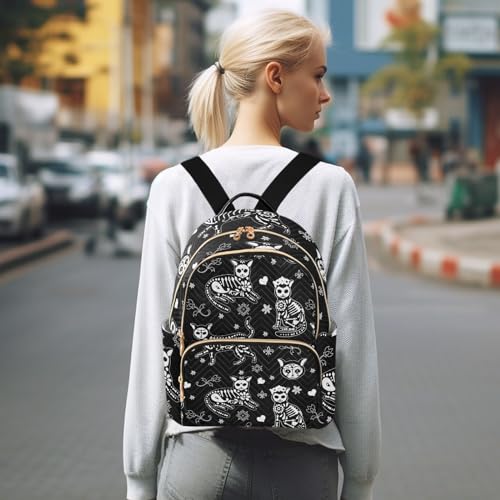 Women Fashion Backpack Purse Death Cat Rucksack, S - color: Death Cat, size: Small