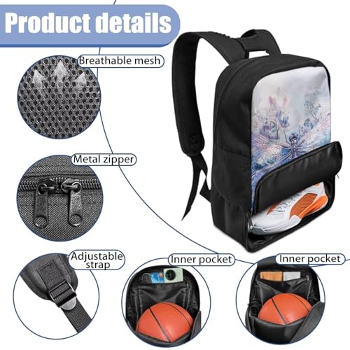 Basketball Backpack With Separate Ball Compartment And Shoes Fit Basketball Volleyball Football - color: Dragonfly