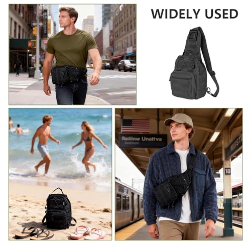 Fishing Backpack Small Fishing Tackle Storage Bag with 3 Methods of Carrying Large Capacity Sling Backpack for Outdoor Hiking Travel Hunting (Black) - color: Black