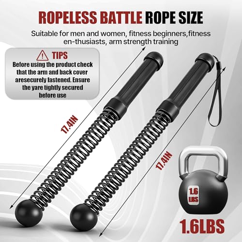 Battle Ropes Cordless & Ropeless for Home Gym – Portable Workout & Exercise Rope for Strength Building, HIIT & Low-Impact Training