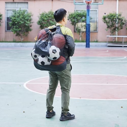 2 Pack Heavy Duty Soccer Ball Bag,Volleyball Ball Bag with Adjustable Strap,soccer Ball Bags for Coaches, Mesh Ball Bag for Holding Basketball, Volleyball, Baseball, Swimming Gear - color: Black-L