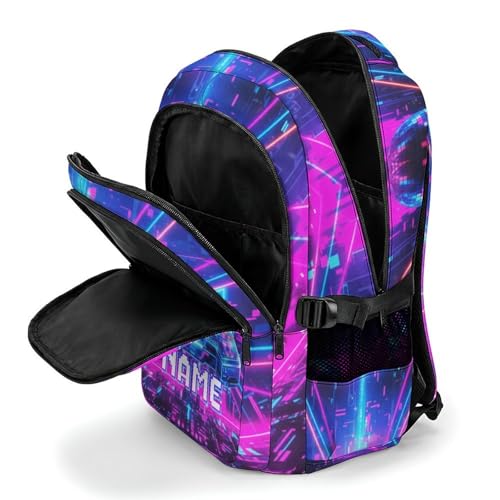 Personalized Backpacks Boys Backpack for Kids Teen Gaming Lovers, Funny Large Custom Cat Bookbag for Students Travel Camping Primary Middle - color: Pink