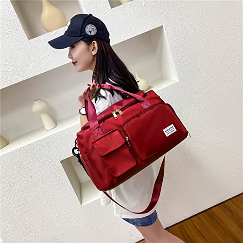 Small Gym Bag for Women, Travel Duffle Bag Carry On Weekender Bag with Shoe Compartment - color: 06#Red, style: Gym Bag&toiletry Bag