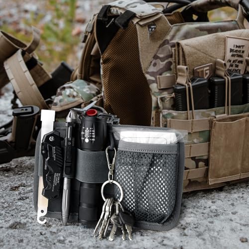 bvya Tactical Bag Insert Modular Panel Organizer Utility Admin Pouch Hook Fasteners for Gadgets - color: Gray