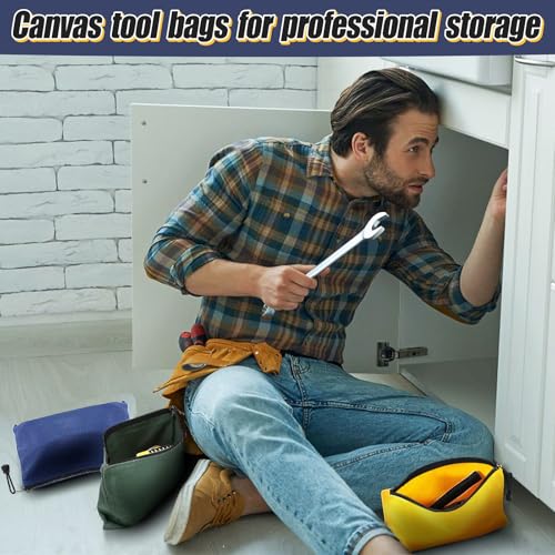 ANPHSIN 4 Pack Heavy-duty Canvas Tool Bags Pouches, 11.2''x 7'' - color: Blue/Green/Orange/Yellow, size: 11.2'' x 7''