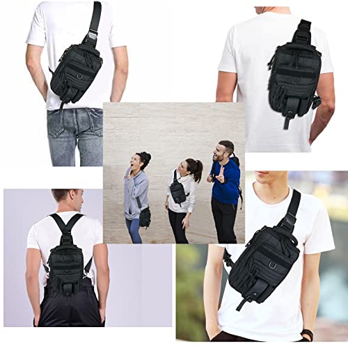 DegeTMVe Dual Pistol Holster Chest Bag Concealed Carry Sling Crossbody Tactical Gun Convertible Backpack Shooting Hunting - color: Grey