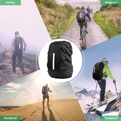 Waterproof Backpack Rain Cover with Organizer Bag, 2 Adjustable Buckle Strap, Reflective Rucksack Rain Cover Rainproof Snowproof for Anti-Theft Hiking Camping Traveling, XL (for 56-70L Backpack)
