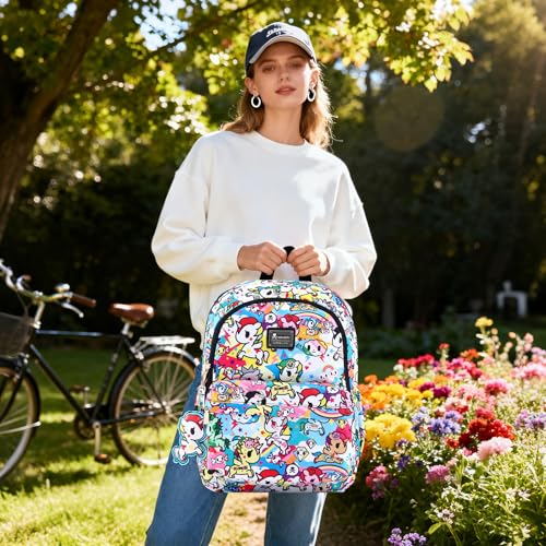 tokidoki Large Backpack for Women, 15.6 Inch Laptop Travel Backpack, Airline Approved Backpack, Gifts for Weekender Work&Casual - color: Black Bone-large