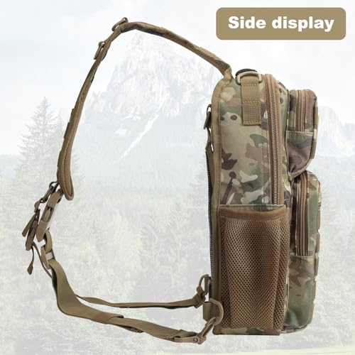 Rover Sling Pack Tactical Shoulder Sling Bag Backpack with Bottle Holder Crossbody Chest Bag, CP Camo - color: Cp Camo
