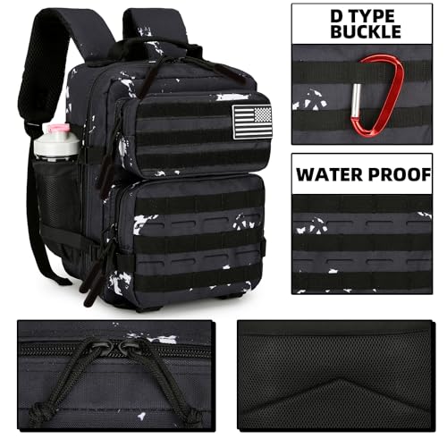 9L Mini Tactical Backpack for Men and Women Tactical Backpack Small for Hiking Small Tactical Bag Fitness Pack - color: Black & White Dots