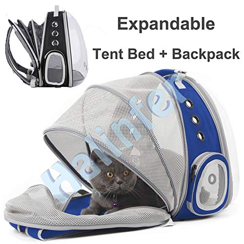 Back Extension Cat Travel Carrier Backpack (Blue, Clear Window) - color: Blue