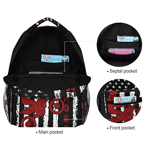 American Flag Motorcycle Backpack Dirt Bike School Bookbag College Shoulder Bag Travel Hiking Camping Daypack for Women Girls Men Boys - color: Motorcycle
