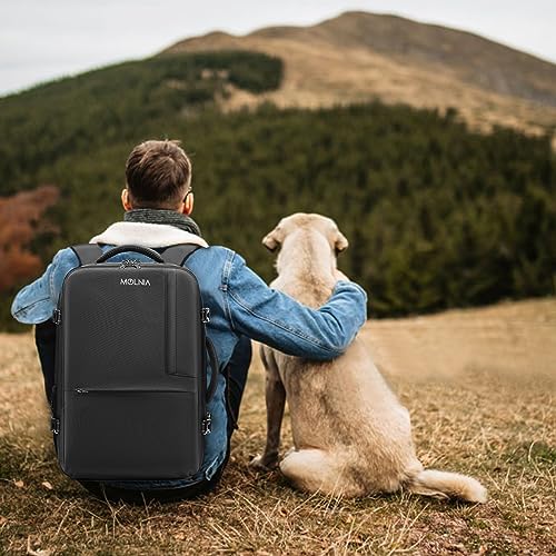 MOLNIA 50L Expandable Travel Backpack for Men Women, Carry On Backpack Airline Approved, Suitcase Backpack with Packing Cubes, Water Resistant Luggage Backpack Daypack Weekender Bag, Black - color: Black With Packing Cubes, size: X-Large