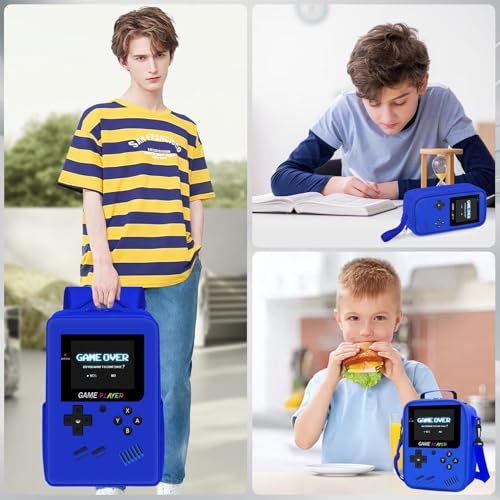 School Backpack for Boys,3pcs Gamer Boys Backpack with Lunch Box Set for Kids Children Teens Elementary Middle School,17" Large Capacity Student Bookbag & Multifunctional Video Game Travel Bag - color: Blue-backpack Set