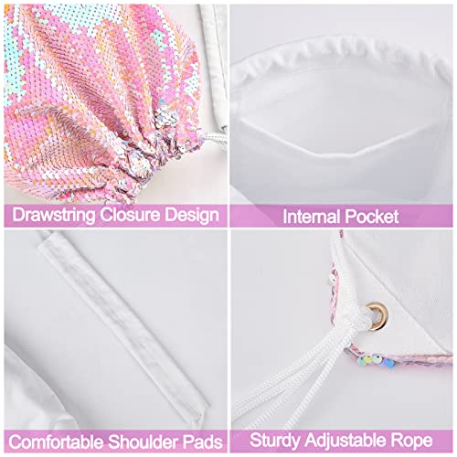 MHJY Sparkly Drawstring Backpack Mermaid Sequin Dance Bag Sports Gym Beach Swim Backpack Birthday Easter Gift Bag | Dance Bag - color: Mermaid Pink