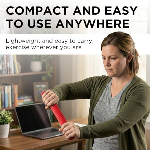 THERABAND FlexBar Resistance Bar, Light, Red Flex Therapy Bar for Physical Therapy, Wrist & Forearm Exercise Equipment, Non Slip Grip, Compact Design - color: Red - Light, style: New Version