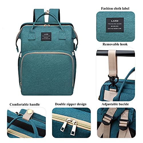 ANWTOTU Baby Diaper Bags with Changing Station,Waterproof Diaper Bag Backpack for Moms Dads with USB Charging Port,Large Capacity Multifunctional Baby Essentials(Green) - color: Green