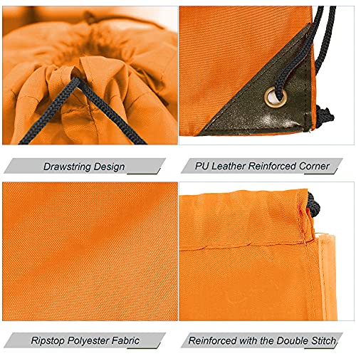 BeeGreen Orange 20 pieces Drawstring Backpack Bags Cinch Bags Bulk Heavy Duty Thanksgiving Bags to Hold Pumpkin Machine Washable Lightweight Sackpack Bags for Women Men - color: Orange