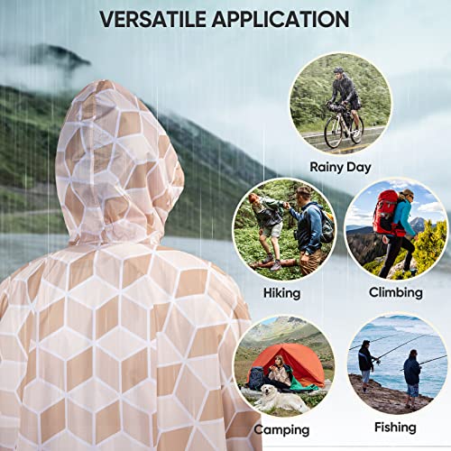 PTEROMY 3-in-1 Hooded Rain Poncho for Adult with Pocket, Waterproof Lightweight Unisex Raincoat for Hiking Camping Emergency - color: Parallelogram
