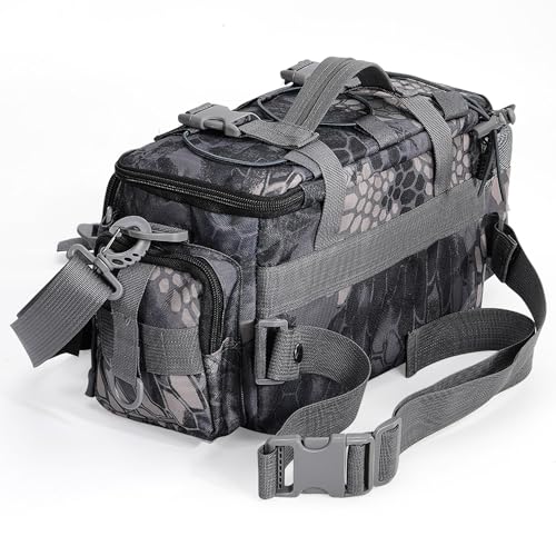 Sougayilang Fishing Tackle Bags with 3600 Tackle Tray - Fishing Tackle Storage Bags for Saltwater or Freshwater Fishing Gear - Padded Shoulder Strap - Tackle Box Bag Fishing Bag(Grey) - color: Grey with a 3600 Tackle Tray