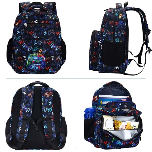 RHCPFOVR Kids Backpack for Girls - Girls Backpack 3-8 Ages Butterfly for Kids 15 Inch School Bookbag for Kindergarten Elementary School Bookbag for Girl 1st 3nd Grade - style: Dark Blue Games