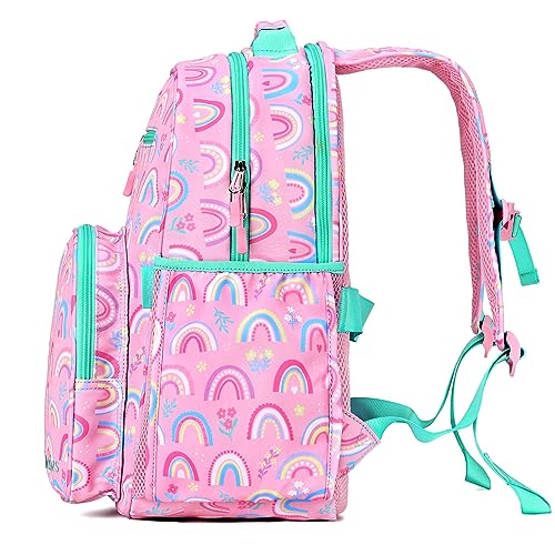mibasies Girls Backpack: Large Kids Backpack Girls for Elementary School with Laptop Compartment - Rainbow Pink - color: Rainbow, style: School-17"h