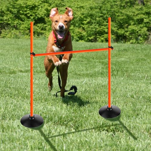 Orange Adjustable Height Agility Hurdle Set Multi-Function Soccer Trainning Pole Set Coaching Sticks with Rubber Base - color: 3.3 FT, style: Pack of 3