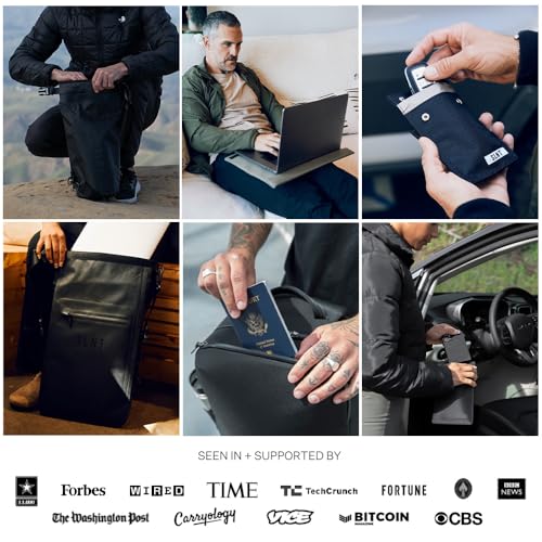 SLNT Essentials Tech Organizer with Faraday Phone Sleeve & RFID-blocking Pocket - Signal-shielding Storage Case for Phone & Accessories, Passport, Credit Cards - Lockable D-ring, Water-resistant - style: Phone Organizer