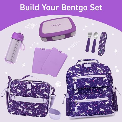 Bentgo Kids Water Bottle - Leak-Proof, Durable Tritan PFAS- & BPA-Free 15 fl oz, Kids/Toddlers Ages 3+ for School & Sports; Bite & Sip Spout, Carrying Handle, Dishwasher Safe (Purple) - color: Purple