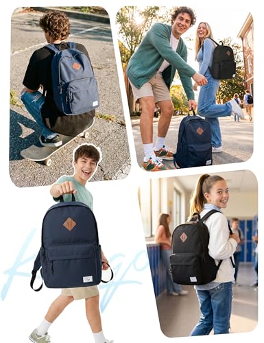 Kasqo School Backpack, 15.6 Inch Classic Lightweight Water-Resistant Backpack for Men Women Teens Girls Boys Kids to School, College, Travel, Work, Sapphire Blue - color: Blue