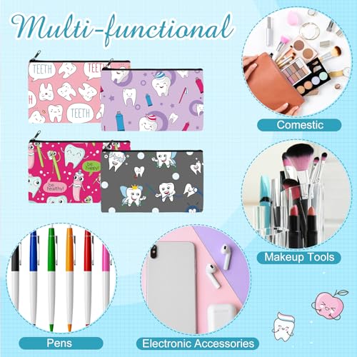 Reginary 20 Pcs Makeup Bags Gifts for Women Canvas Cosmetic Bags with Zipper Bulk Gift for Women Travel Purse Organizer Pouch Accessory, Toiletry Large Capacity, 7 x 4.3 Inch(Teeth) - style: Teeth