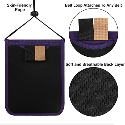 Travel Pouch Neck Wallet Family Passport Holder Organizer Case with RFID Blocking | Family Passport Holder - color: Purple