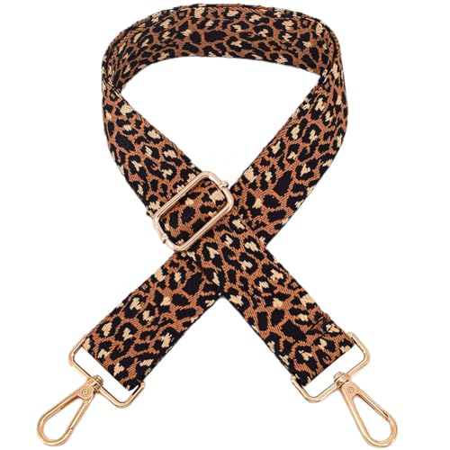 Replacement Purse Strap Shoulder Strap Adjustable Crossbody Strap for Women Crossbody Wide Shoulder Bag - color: Brown Leopard Print-gold Hardware