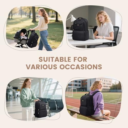 GOLF SUPAGS Lunch Backpack 16 Inch Laptop Backpack with Insulated Cooler Lunch Box Food Bag for College Work Camping Picnics (Black) - color: Black