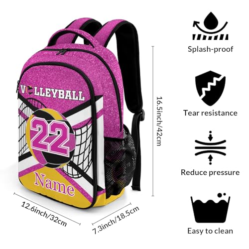 Rose Purple Gold Volleyball Print Shoulders Bag Backpacks Casual Daypacks for Women Men Sports Party - color: Muilti 18