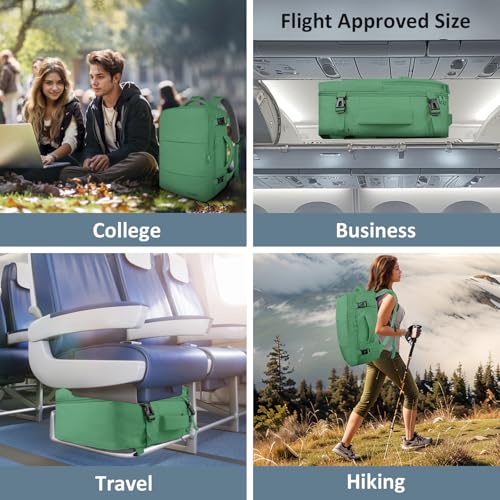 Taygeer Travel Backpack for Women, TSA Carry On Backpack with Shoe Pouch - color: Peridotgreen, size: Large