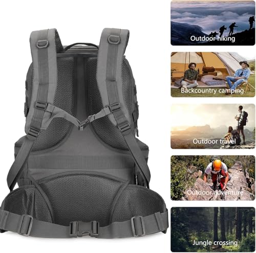 50L Military Tactical Backpack 3 Day Assault Pack Molle Daypack Hiking Backpack for Men and Women - color: Gray