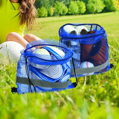 Saintrygo 20 Pcs Reflective Mesh Drawstring Bag 16.54 x 13.78 Inch Quick Drying Swimming Sport Beach Bag Swimming Athletic Gym Clothes Beach Sports Storage(Blue) - color: Blue