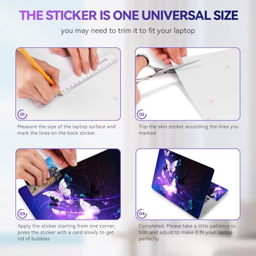 ArtSo Laptop Skin Sticker Decal, 17 17.3inch Laptop Netbook PC Notebook Universal Vinyl Reusable Skin Sticker Cover Personalized Art Case Protector, Blue Purple Butterfly - color: Blue Purple Butterfly