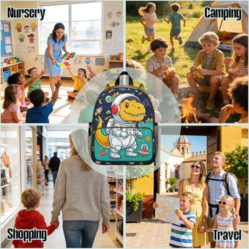 Toddler Backpack for Kids 4-6 – Dinosaur Astronaut Kids Backpack, Space Preschool Kindergarten Daycare Bag with Ergonomic Straps & Chest Buckle, Small Backpack for Kids Travel & School - color: Dinosaur Astronauts