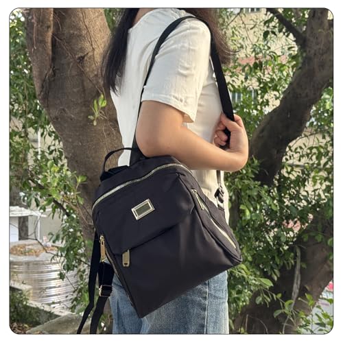 Womens Small Backpack Purse, Oxford Cloth Tiny Backpack Small backpacks for Women, Mini Backpacks for Travel (black)