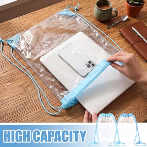 Huhumy Clear Drawstring Bags Bulk, 100 Pack, Light Blue - color: Light Blue