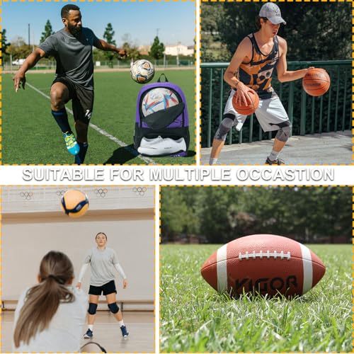 Hsmihair Soccer Bag-Soccer Backpack&Backpack for & Football Volleyball & Basketball,with Ball Compartment and Separate Cleat - color: Purple