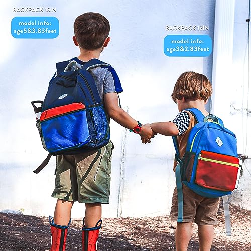 STEAMEDBUN Toddler Preschool Backpack for Boys 2-4,Mini - color: Dark-blue&red, size: Mini - 12"H