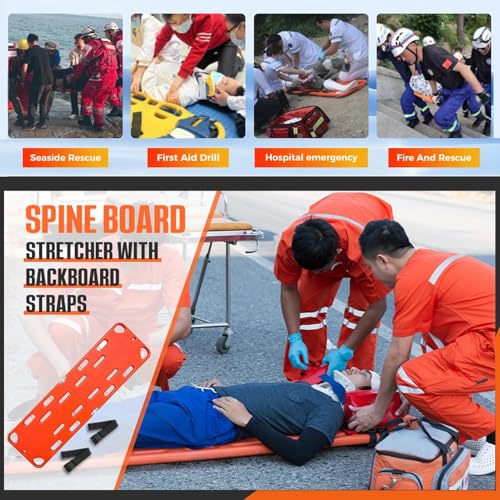 Folding Spine Board Stretcher with Safety Straps, EMS Medical Folding Stretcher, Floating Design for Emergency Patient Transfer and Water Rescue Operations(2Folds) - size: 2Folds