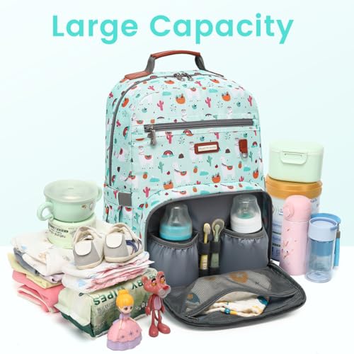 Diaper Bag Backpack, Large Baby Nappy Bags with Portable Changing Pad for Boys and GirlsMultifunction Travel Baby Bag for Moms Dads, Shower Gifts Waterproof and Stylish - color: Green