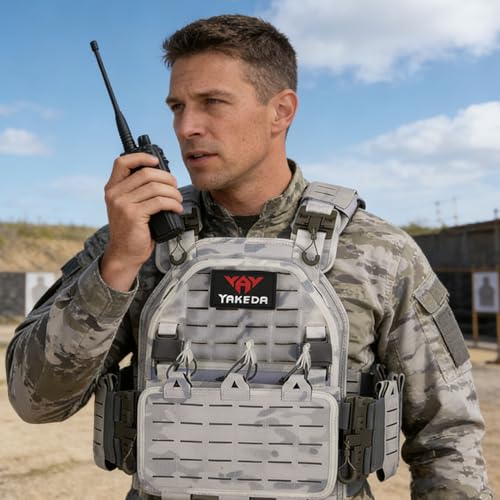 YAY YAKEDA Quick Release Tactical Laser-Cutting Vest Multicam Lightweight Vest - color: Snow Camo