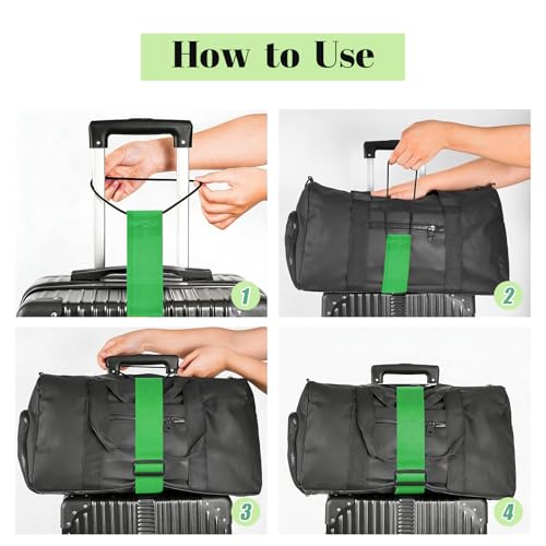 Multi Use Strong Adjustable Luggage Connector Straps for Suitcases,2 Pack Flexible Luggage Accessories Elastic Fastening Bag Strap (Green) - color: Green