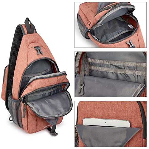 G4Free Sling Bag for Men and Women, RFID Blocking Crossbody Bag, Lightweight Sling Backpack for Travel, Hiking, Walking and Daily Use - color: Light Orange